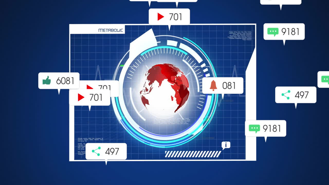아이콘의 애니메이션과 화면 위의 글로브로 데이터 처리가