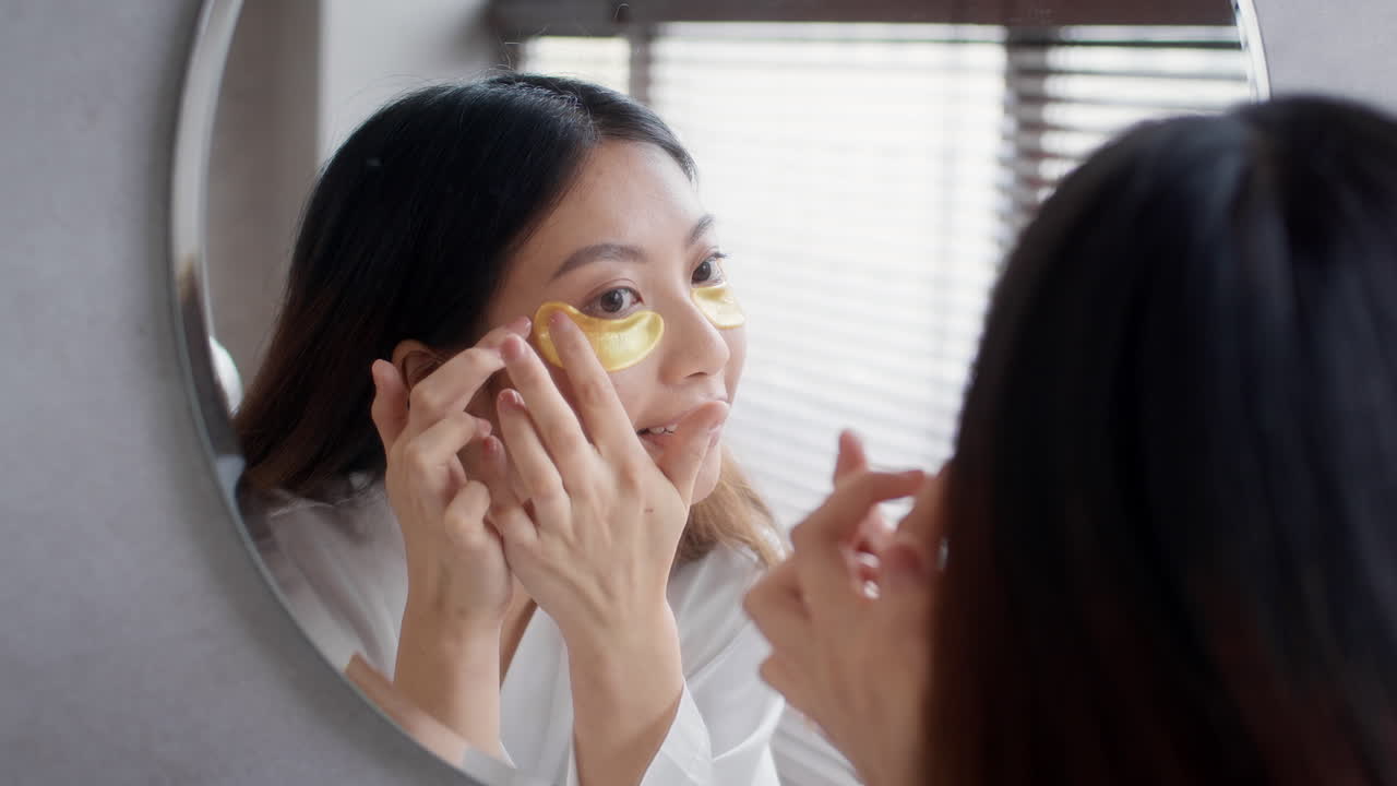 Woman Applying Gold Eye Patches