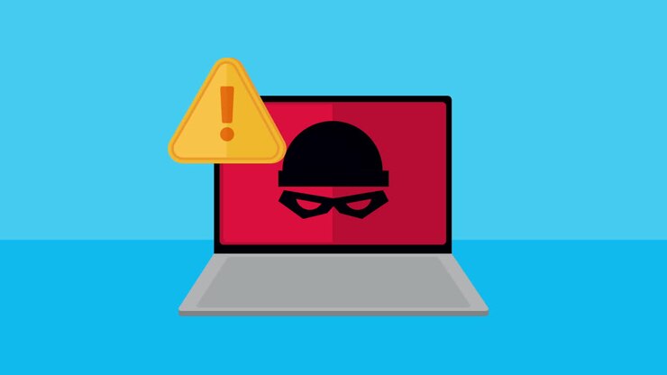 laptop with hacker cyber security