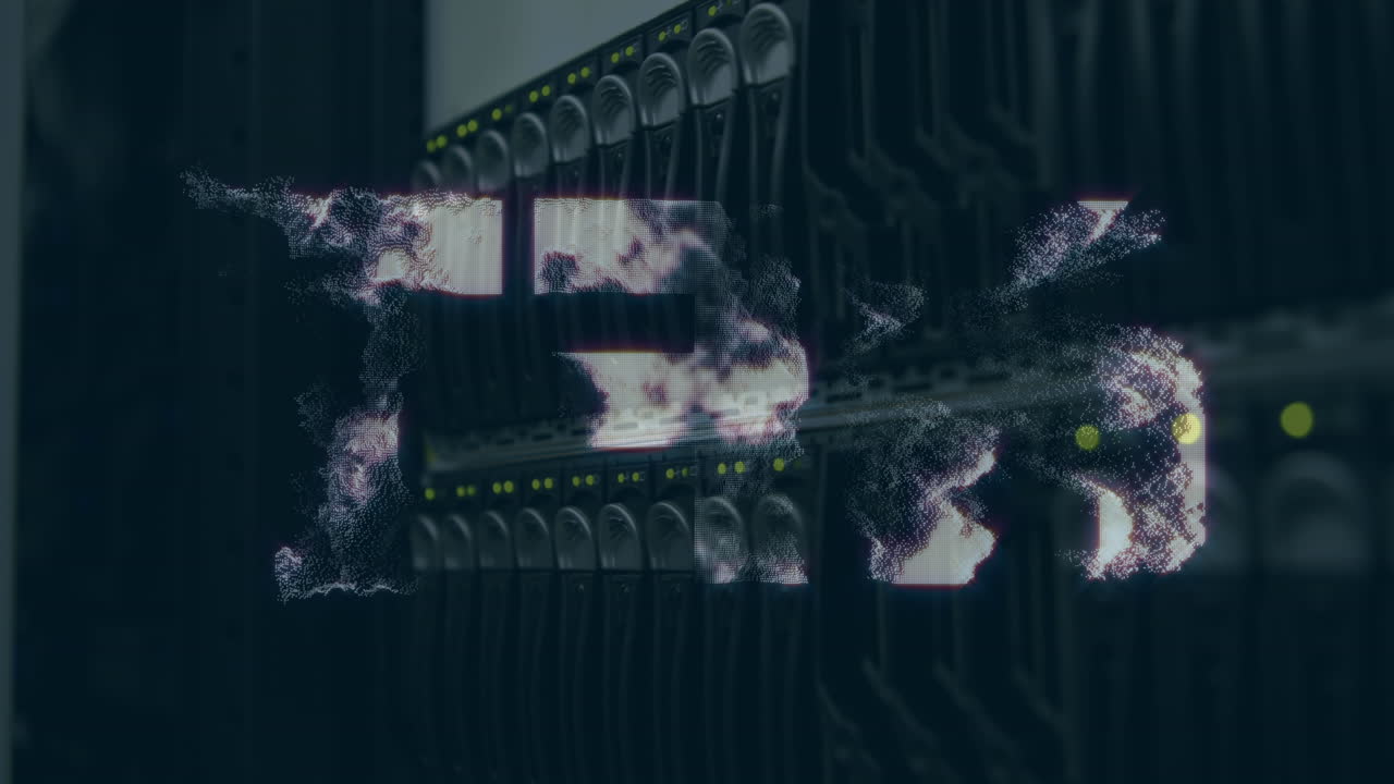 animación del texto nft sobre la sala del servidor