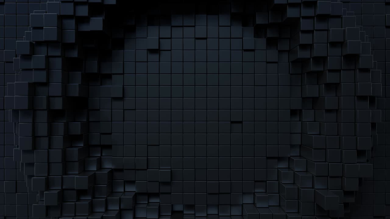 Abstract background with black moving cubic surface.