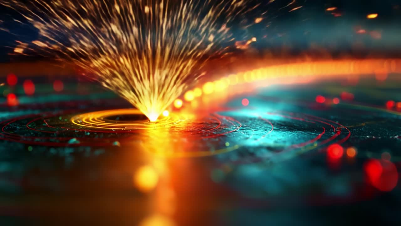 Dynamic Energy Burst Illustrating a Vibrant Fusion of Colors and Light, Capturing the Essence of Movement and Transformation in an Abstract Cosmic Landscape