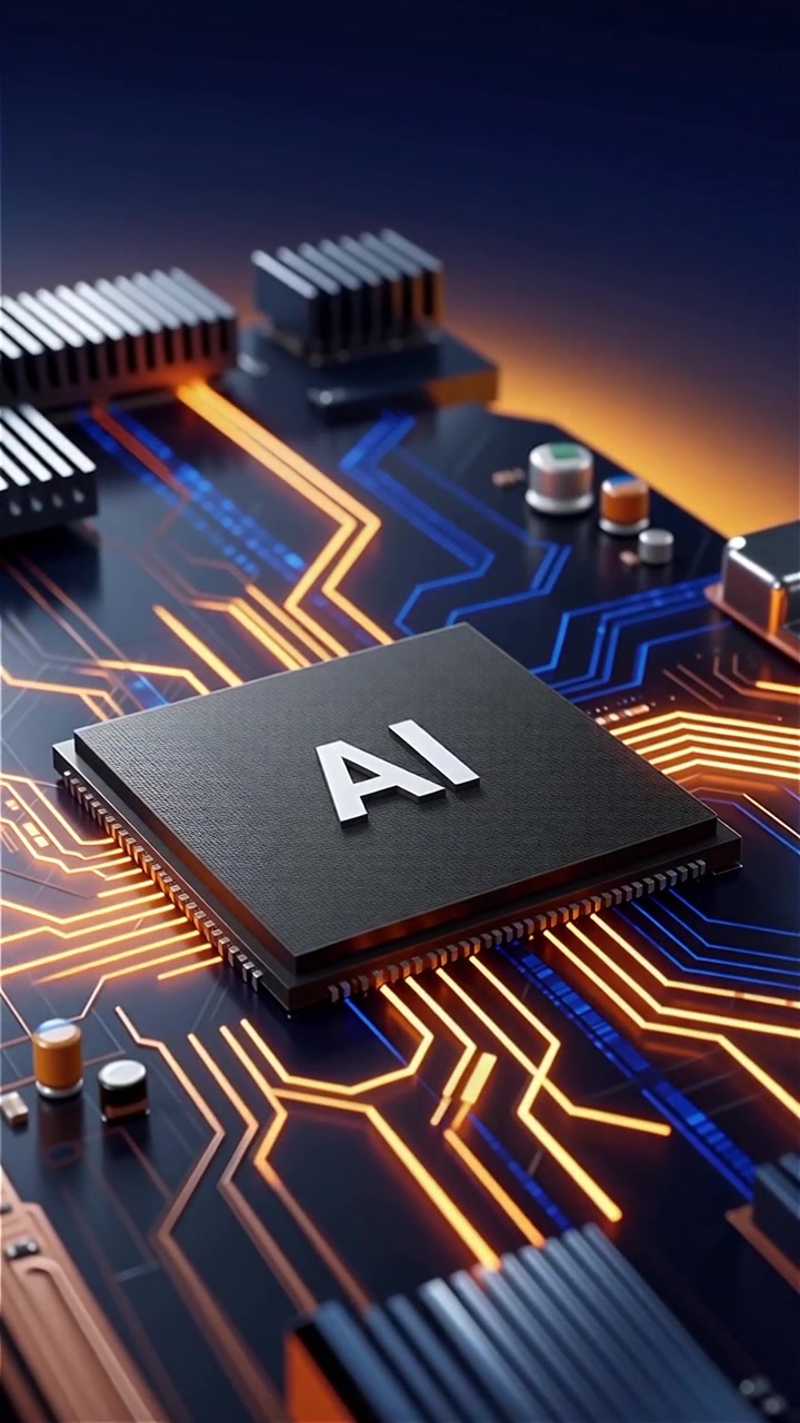 Futuristic AI Chip Motherboard Technology Background