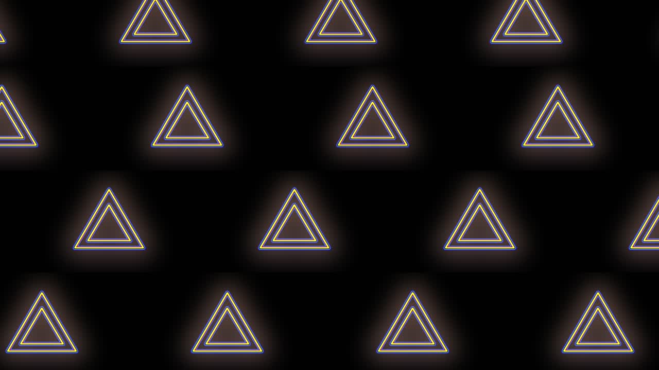 patrón de triángulos amarillo neón pulsante en filas 1