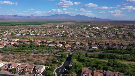 residential complex with new houses and mountains in background, arizona