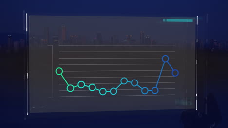 gráficos en la pantalla con el paisaje urbano
