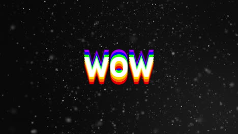 animación de un patrón abstracto alrededor del texto wow sobre la nieve contra un fondo negro.