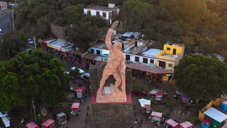 AERIAL:-Guanajuato-City-and-The-Pipila,-Mexico