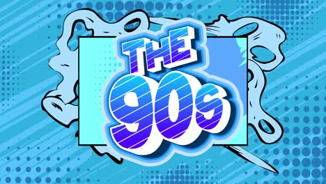 el cartel de movimiento de los años 90. palabra de cómic animado 4k