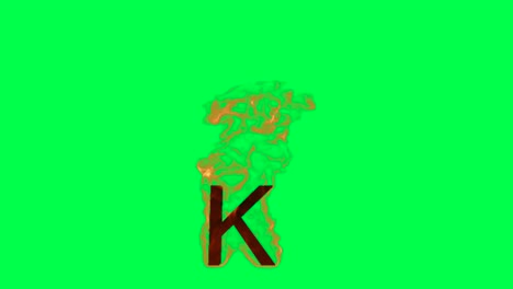la letra "k" en el fuego.
