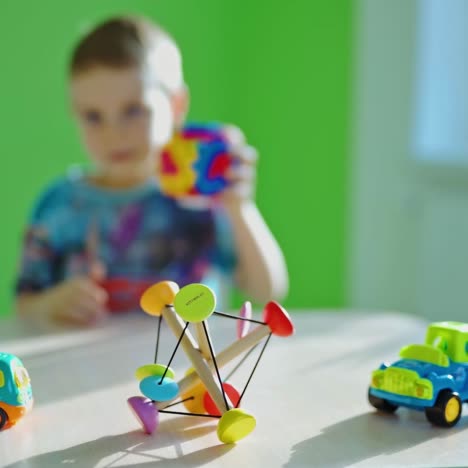 boy playing with toys