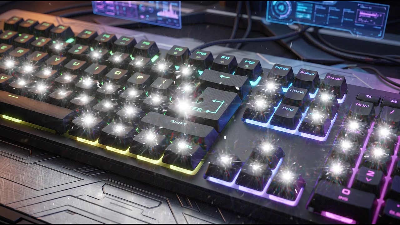 Detailed view of RGB keyboard keys highlighting modern computer hardware equipment