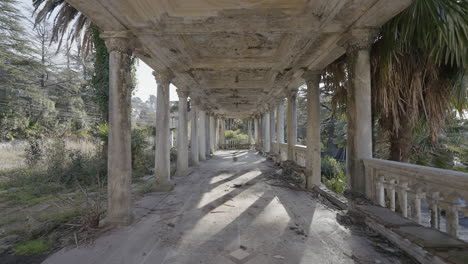 abandoned porch in a ruined garden