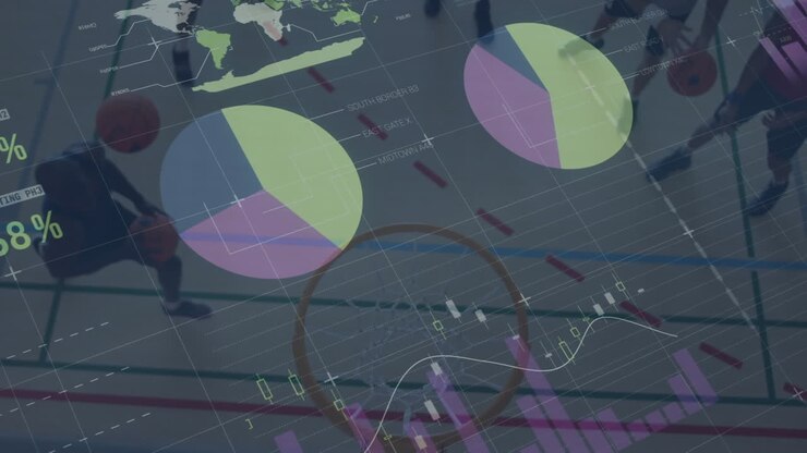 Animation of data processing over basketball game