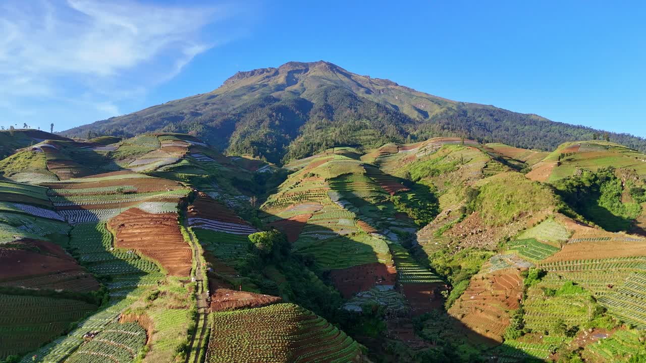 Paesaggio aereo del Monte Sumbing, Giava Centrale, Indonesia