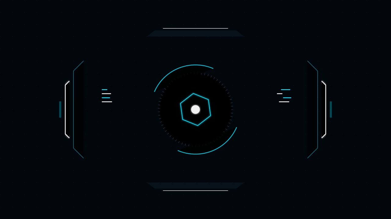 Futuristisk digital HUD-grænseflade med roterende sekskantet element