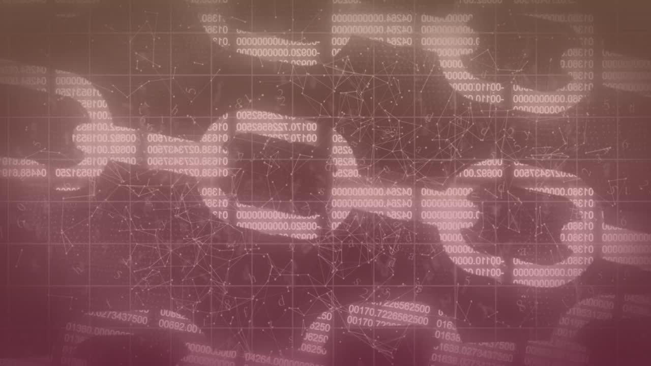 animación de los iconos de la cadena de seguridad y la red de conexiones contra un fondo gris