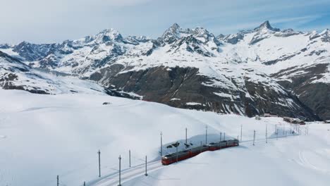 swiss beauty, a rack railway going to gornergrat train station under breathtaking matterhorn,zermatt