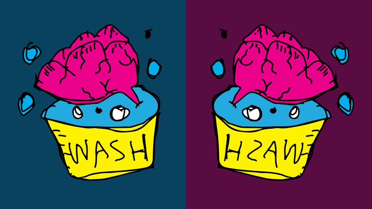 아이들이 뇌수정이라는 주제로  아트를 그리는 원활한 배경