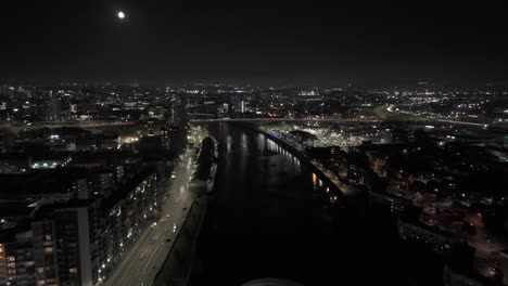 city river location, famous modern bridge architecture, evening scene
