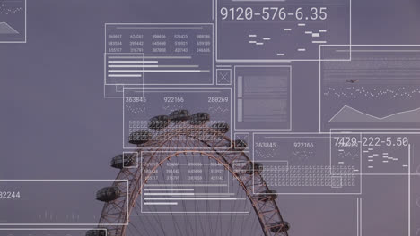 animación del procesamiento de datos sobre el paisaje urbano de londres