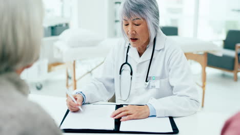 Woman,-doctor-and-conversation-with-couple