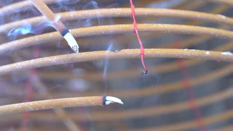 burned coil swirl incense in macau (macao) temple