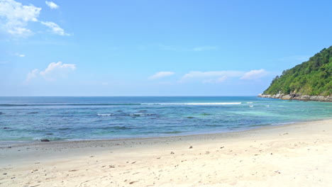 beautiful deserted bay sea waves hitting shoreline. slow-motion