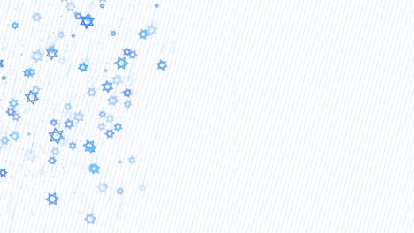 animated blue stars of david falling down on white background with stripes. jewish religious symbols of the state of israel. looped video.