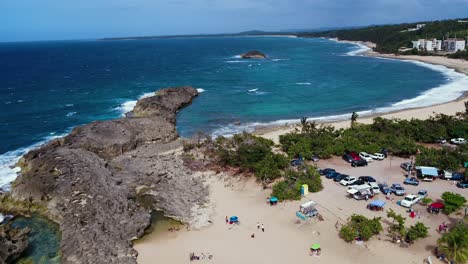 mar chiquita is a beautiful beach in a cove like setting near arecibo puerto rico