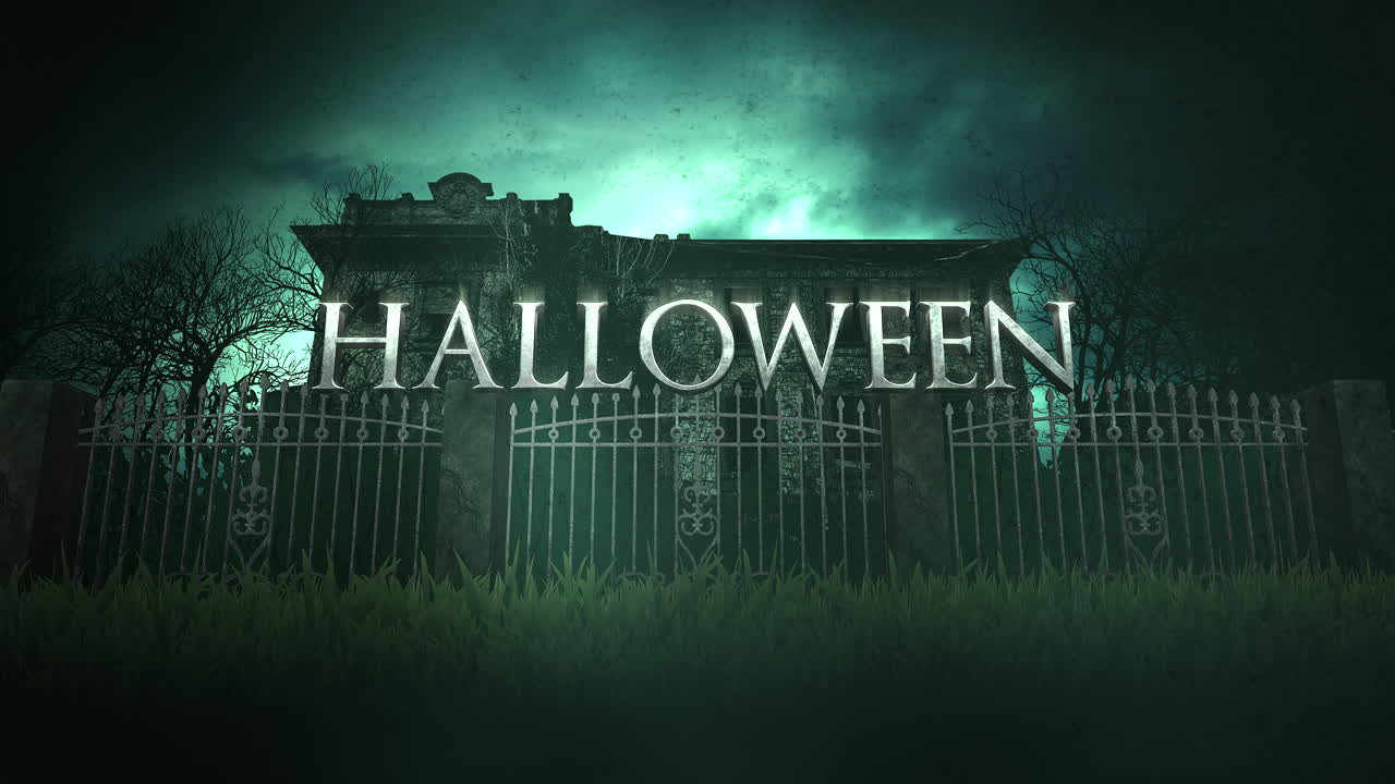 나무와 오래된 집이 있는 신비로운 풍경이 있는 할로윈