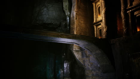 old stone bridge inside big cave