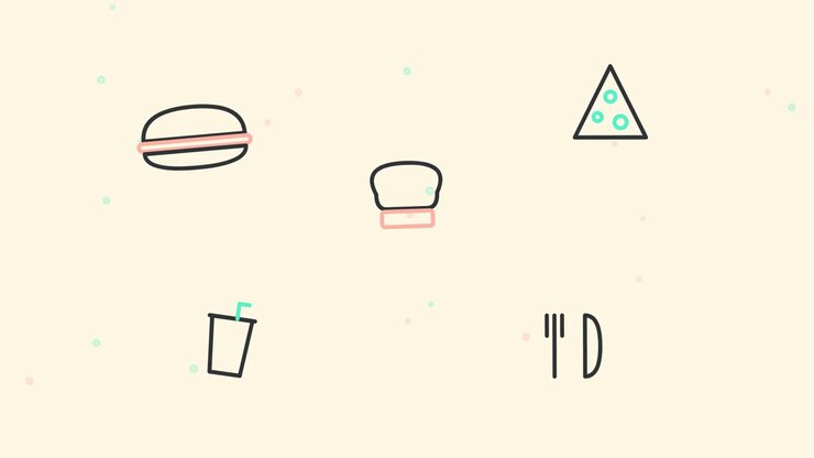 Minimalist Animated Icons of Fast Food and Dining Utensils