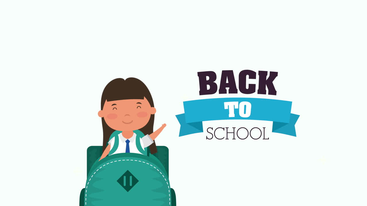 학교 가방을 입은 소녀와 함께 학교 시즌으로 돌아갑니다.