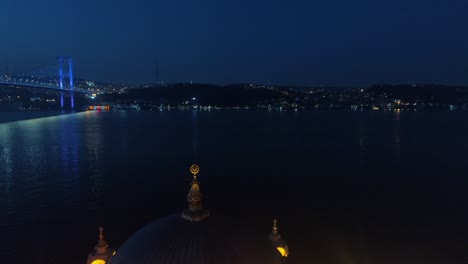 aerial night view of ortakoy mosque in istanbul