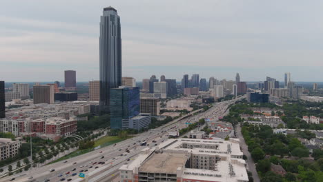 Aerial-of-the-Galleria-Mall-area-in-Houston,-Texas