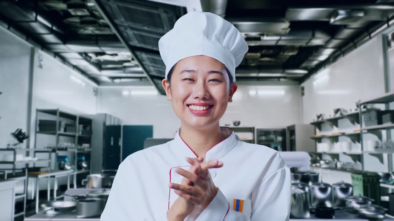 행복한 셰프 박수를 치고