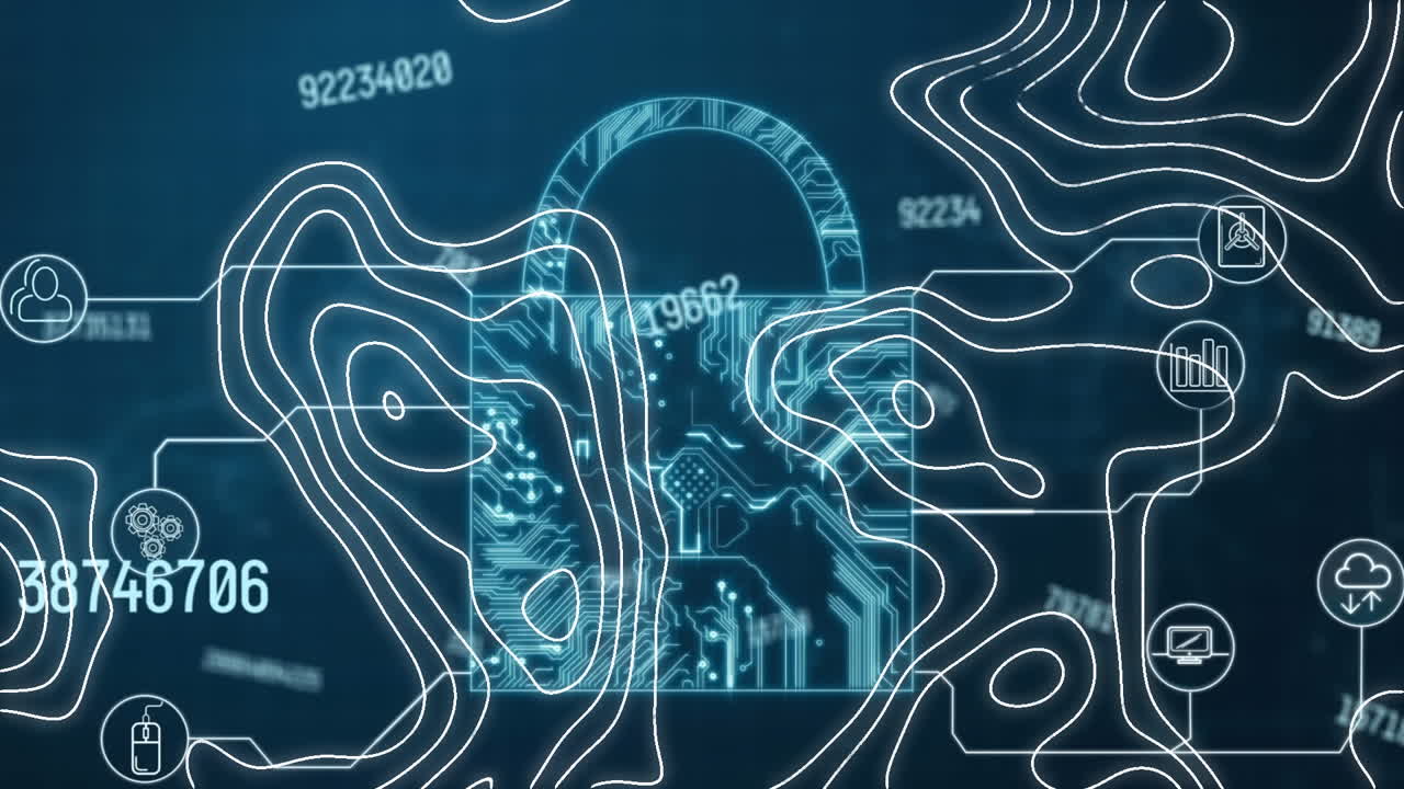 파란색 배경에 있는  ⁇ 락과 모양의 애니메이션