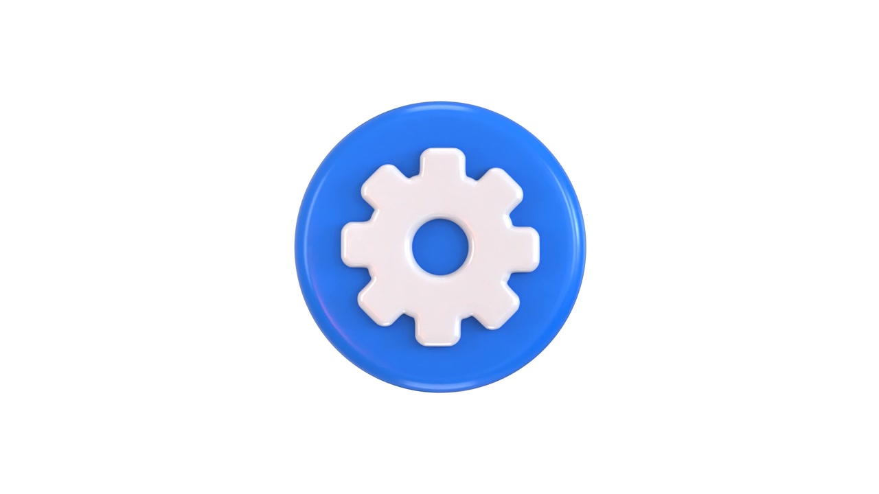 3D Animated Gear Icon Rotating on White Background