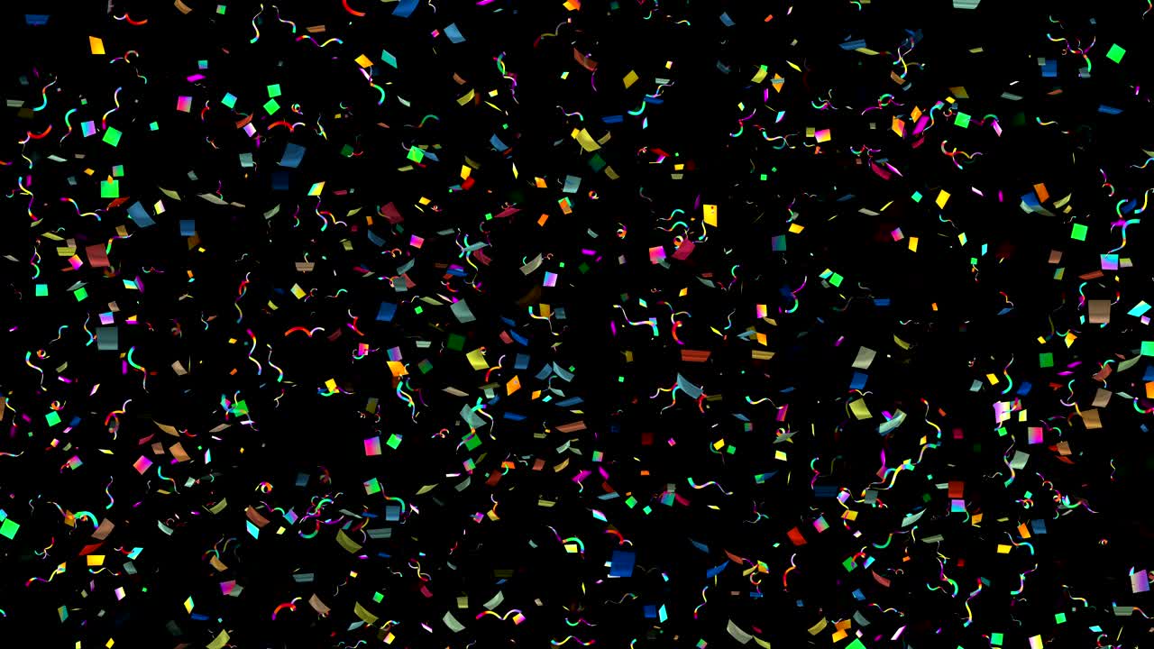 4k cae con confeti multicolor muy fuerte