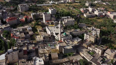 palestinian village beit surik with mosque, aerial view