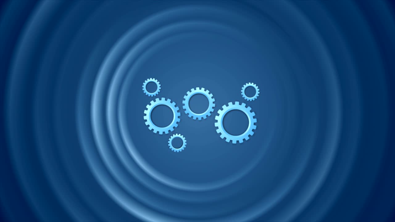 mecanismo de engranajes azules y círculos lisos animación de video
