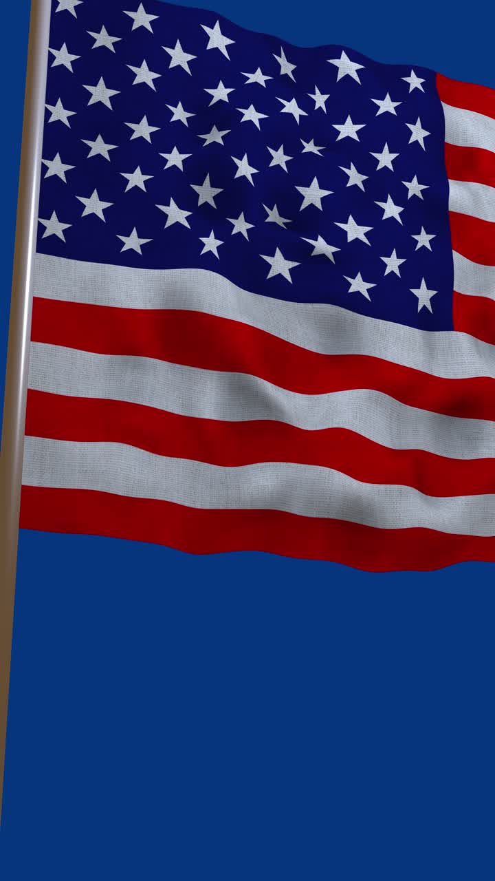 Sømløs loop af USA's nationalflag (USA) vajende på en hvid baggrund. Høj kvalitet 3D-gengivelse af stjernerne og striberne til patriotiske og officielle koncepter