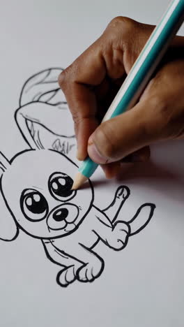 hand drawing a cute cartoon puppy