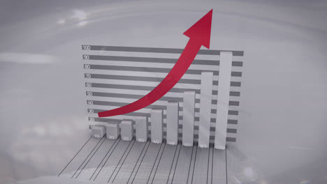 animación del procesamiento de datos financieros con flecha roja