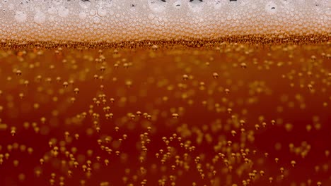 close-up of beer bubbles