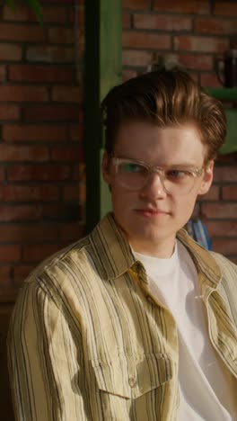 young man in a cafe