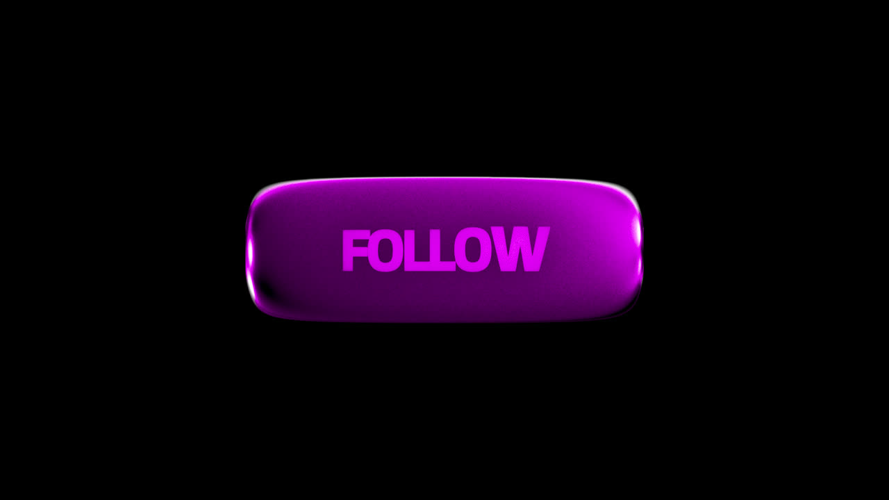 Animated Purple Follow Button Glowing on Black Background