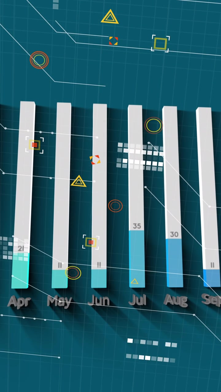 Animation of data processing over blue background