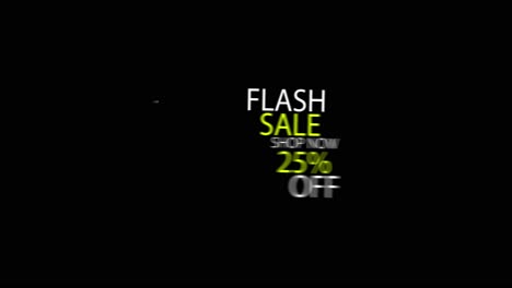 black screen, animated flash sale twenty five percent